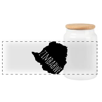 Zimbabwe - Panorama Keksdose mit Holzdeckel - Weiß - Vorne