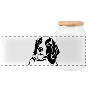 Tête de Landseer - Boîte à biscuits avec couvercle en bois - blanc - Devant