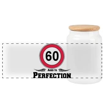 60e anniversaire, 60 ans vieilli à la perfection (25) - Boîte à biscuits avec couvercle en bois - blanc - Devant