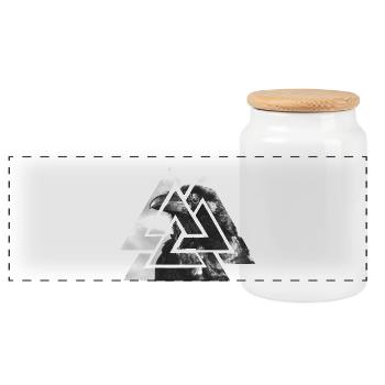Valknut, symbole d'Odin - avec corbeau noir - Boîte à biscuits avec couvercle en bois - blanc - Devant