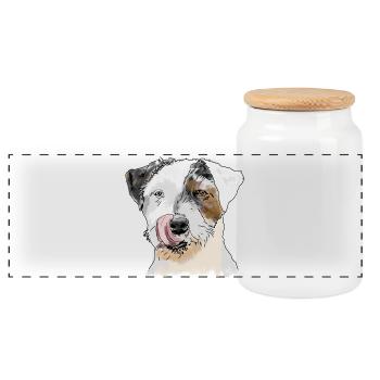Terrier - Panorama Keksdose mit Holzdeckel - Weiß - Vorne