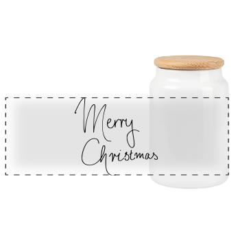 joyeux Noël - Boîte à biscuits avec couvercle en bois - blanc - Devant