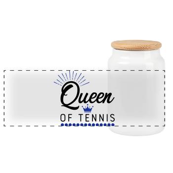 tennis - Boîte à biscuits avec couvercle en bois - blanc - Devant