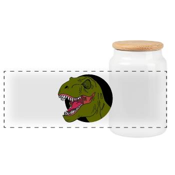 Tyrannosaurus Rex Dinosaure - Boîte à biscuits avec couvercle en bois - blanc - Devant
