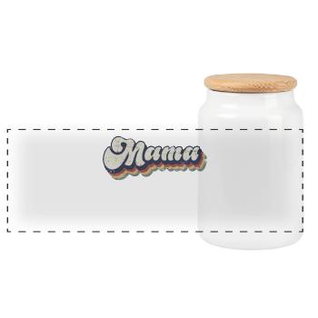Maman rétro vintage - Boîte à biscuits avec couvercle en bois - blanc - Devant