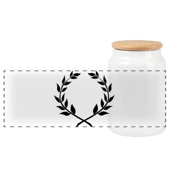 Couronne de laurier gagnante - Boîte à biscuits avec couvercle en bois - blanc - Devant