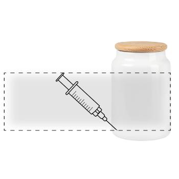 Vaccination syringe with medicine and needle - Panoramic Cookie Jar with Wooden Lid - white - Front