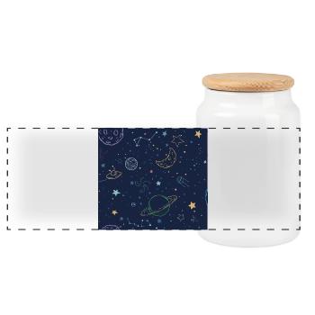 Kosmischer Dschungel mit Planeten und Sternen - Panorama Keksdose mit Holzdeckel - Weiß - Vorne