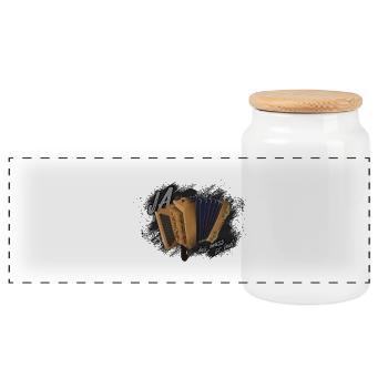 Harmonica - it has to be so loud! | ZiachON! - Panoramic Cookie Jar with Wooden Lid - white - Front
