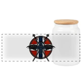Wikinger Viking Norwegen Flagge Raben Design - Panorama Keksdose mit Holzdeckel - Weiß - Vorne