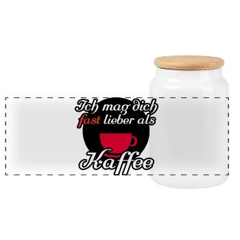 Kaffee Liebe Freunde Kollegen Sprüche - Panorama Keksdose mit Holzdeckel - Weiß - Vorne