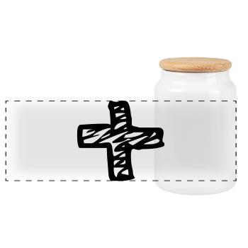 Plus Zeichen Kreuz Symbol Minimalist Design - Panorama Keksdose mit Holzdeckel - Weiß - Vorne