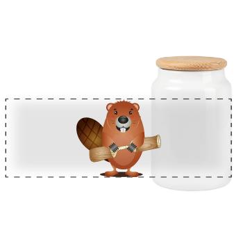 Mignon rongeur castor au bois grignoté - Boîte à biscuits avec couvercle en bois - blanc - Devant