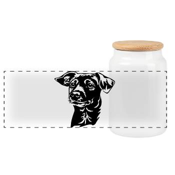 Jack Russell Terrier tête - Boîte à biscuits avec couvercle en bois - blanc - Devant