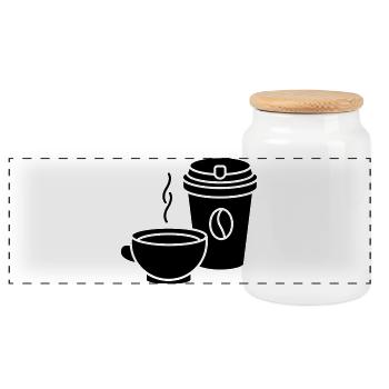 Café - Boîte à biscuits avec couvercle en bois - blanc - Devant