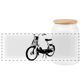 Mofa Moped Töffli - Ciao Bravo Trend - 2025 - Panorama Keksdose mit Holzdeckel - Weiß - Vorne