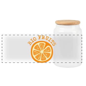 Organic Fruit Orange Orange Symbol Logo Graphic - Panoramic Cookie Jar with Wooden Lid - white - Front