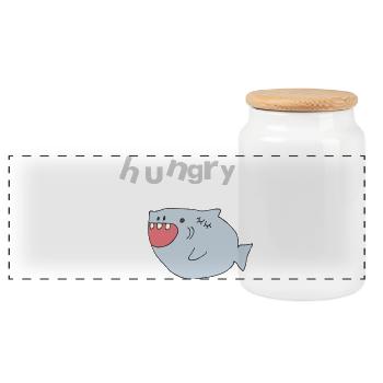 haifisch hungry - Panorama Keksdose mit Holzdeckel - Weiß - Vorne