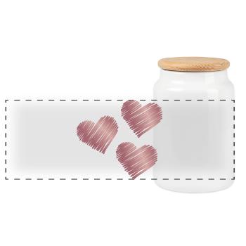 Coups de pinceau en forme de cœur rose or - Boîte à biscuits avec couvercle en bois - blanc - Devant