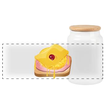 Pineapple,cheese,ham and toast bread -Toast Hawaii - Panoramic Cookie Jar with Wooden Lid - white - Front