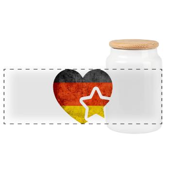 My heart for Germany - Vintage German flag - Panoramic Cookie Jar with Wooden Lid - white - Front