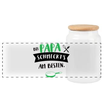 papa bester vater koch küche hobby grillen lecker - Panorama Keksdose mit Holzdeckel - Weiß - Vorne