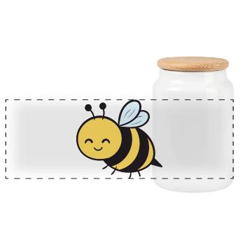 Abeilles - Boîte à biscuits avec couvercle en bois - blanc - Devant