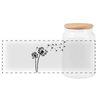 Blüte des schwarzen Löwenzahns - Panorama Keksdose mit Holzdeckel - Weiß - Vorne