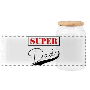 Super Dad - Panoramic Cookie Jar with Wooden Lid - white - Front