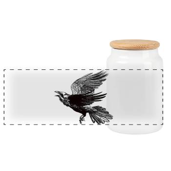 Corbeau en vol - Boîte à biscuits avec couvercle en bois - blanc - Devant