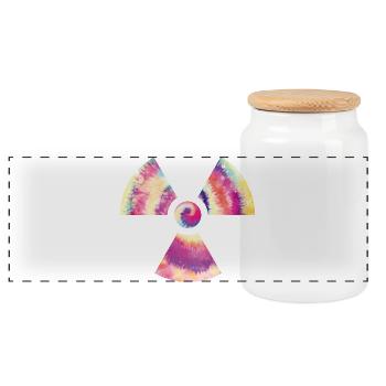 Tie Dye Manip Radio Radiology Radiation Logo - Panoramic Cookie Jar with Wooden Lid - white - Front