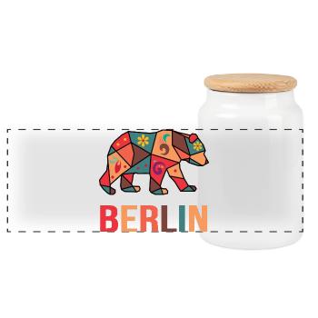 Hauptstad Berlin Tolles Motiv für Berliner - Panorama Keksdose mit Holzdeckel - Weiß - Vorne