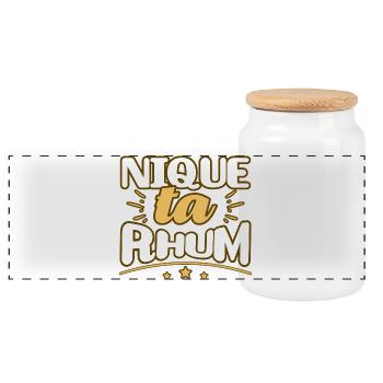 Nique ta rhum humour jeu de mot citation alcool - Boîte à biscuits avec couvercle en bois - blanc - Devant