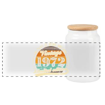 Vintage 1979 Limited Edition - Panoramic Cookie Jar with Wooden Lid - white - Front