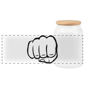 Faust geballte Faust fist bump cool Logo Symbol - Panorama Keksdose mit Holzdeckel - Weiß - Vorne