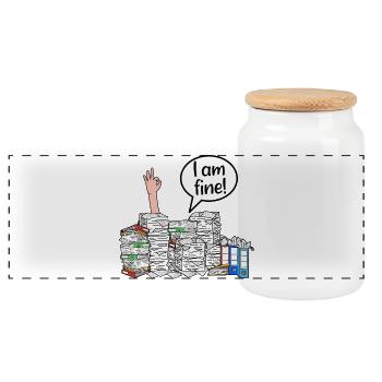 I am fine! - Panorama Keksdose mit Holzdeckel - Weiß - Vorne