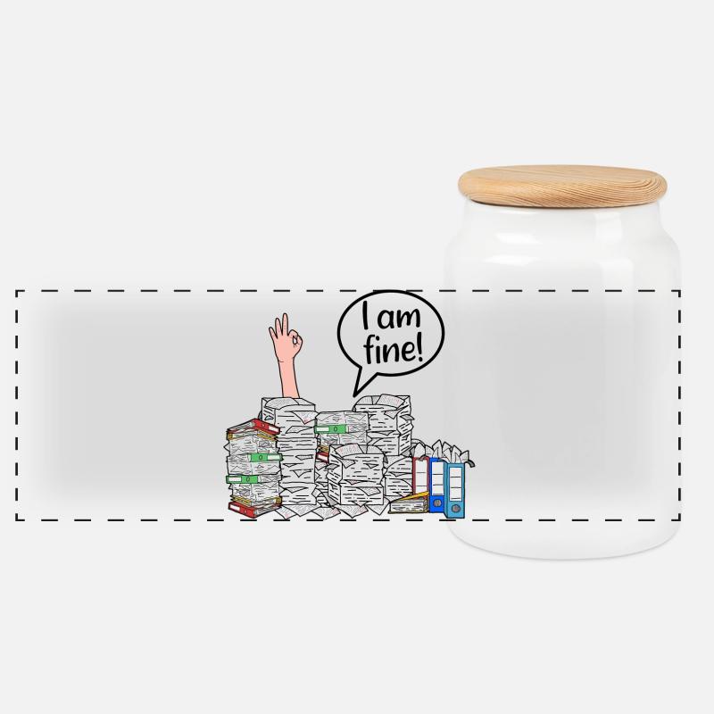 I am fine! - Panoramic Cookie Jar with Wooden Lid - white