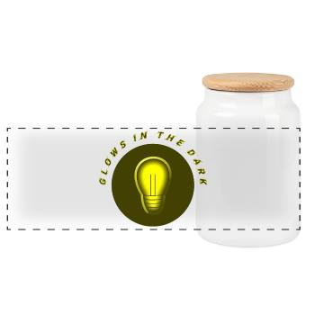 glows in the dark electro current problem - Panoramic Cookie Jar with Wooden Lid - white - Front
