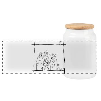 Happy Chickens - Panoramic Cookie Jar with Wooden Lid - white - Front