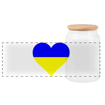 Cœur pour l’Ukraine - Boîte à biscuits avec couvercle en bois - blanc - Devant