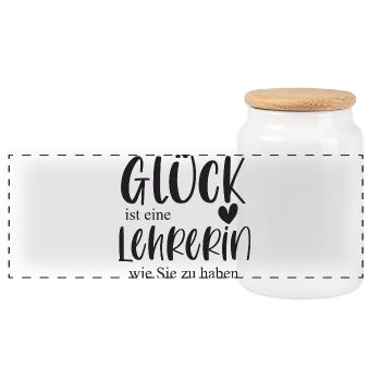Lehrerin Danke Geschenk Abschied - Panorama Keksdose mit Holzdeckel - Weiß - Vorne