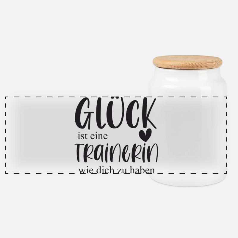 Trainerin Bedanken Geschenk Glück Abschied - Panorama Keksdose mit Holzdeckel - Weiß