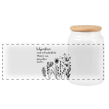 Schwestern sind unterschiedliche Blumen - Panorama Keksdose mit Holzdeckel - Weiß - Vorne