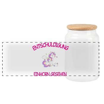 Entschuldigung ich habe Einhorn gesehen - Panorama Keksdose mit Holzdeckel - Weiß - Vorne
