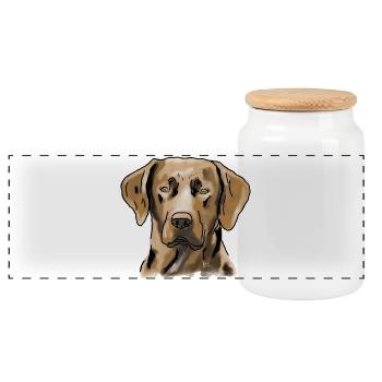 Labrador - Boîte à biscuits avec couvercle en bois - blanc - Devant