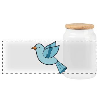 Bird Birds - Panoramic Cookie Jar with Wooden Lid - white - Front