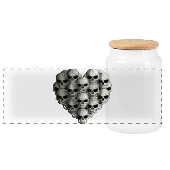 Skulls Heart R6Z - Panoramic Cookie Jar with Wooden Lid - white - Front