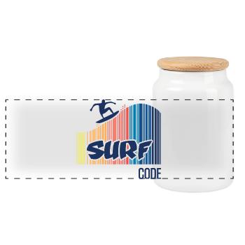 Surf Code - Panoramic Cookie Jar with Wooden Lid - white - Front