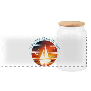 Je préfère être sur mon bateau - Citation drôle d’amoureux du bateau - Boîte à biscuits avec couvercle en bois - blanc - Devant