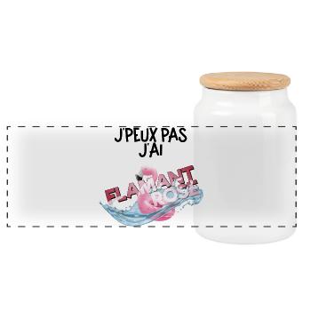 Flamant rose - Boîte à biscuits avec couvercle en bois - blanc - Devant